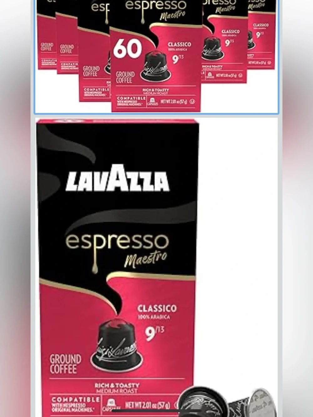 Lavazza Espresso Maestro Classico Aluminum Capsules Compatible with Nespresso